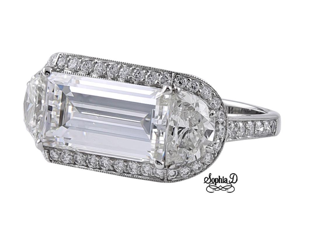 Baguette Cut Sophia D. 2.01 Carat Diamond Art Deco Platinum Ring  For Sale