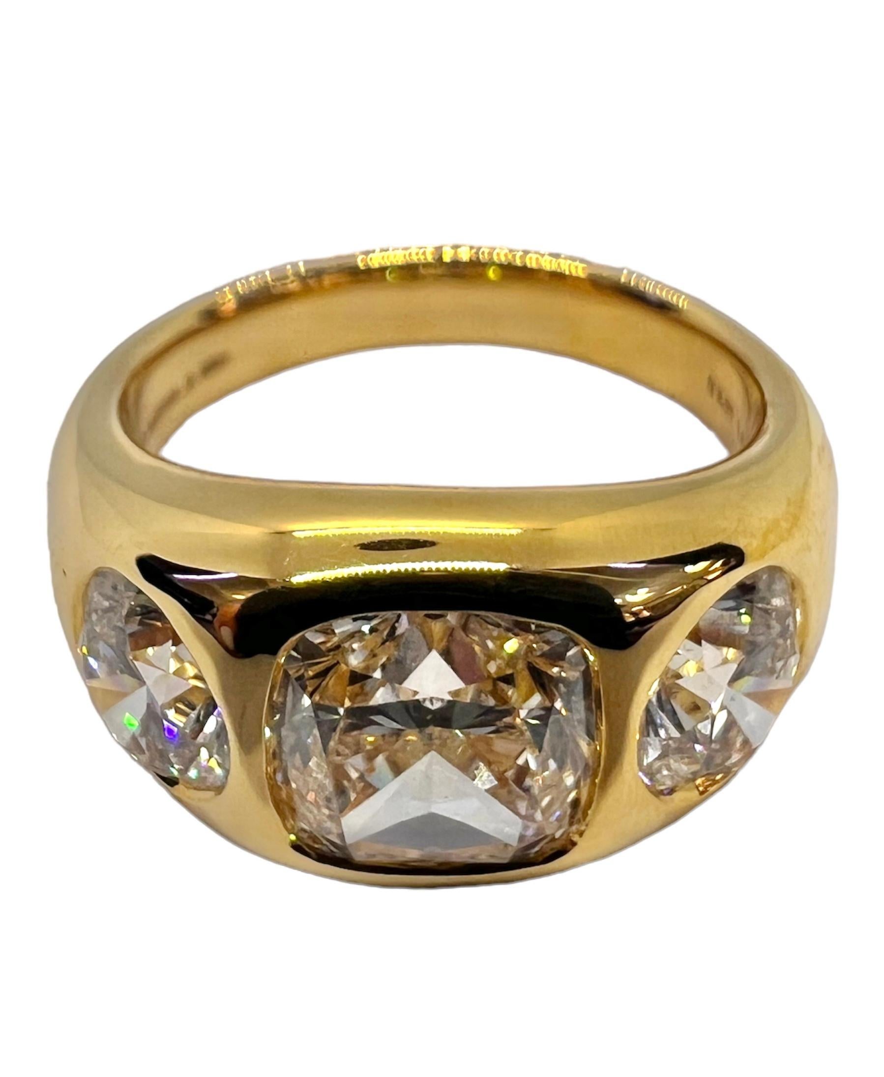GIA certified ring in 18K yellow gold that features a 2.01 carat KVS1 carat cushion cut diamond, .71 carat and .70 carat JVS1 diamonds.

Sophia D by Joseph Dardashti LTD has been known worldwide for 35 years and are inspired by classic Art Deco