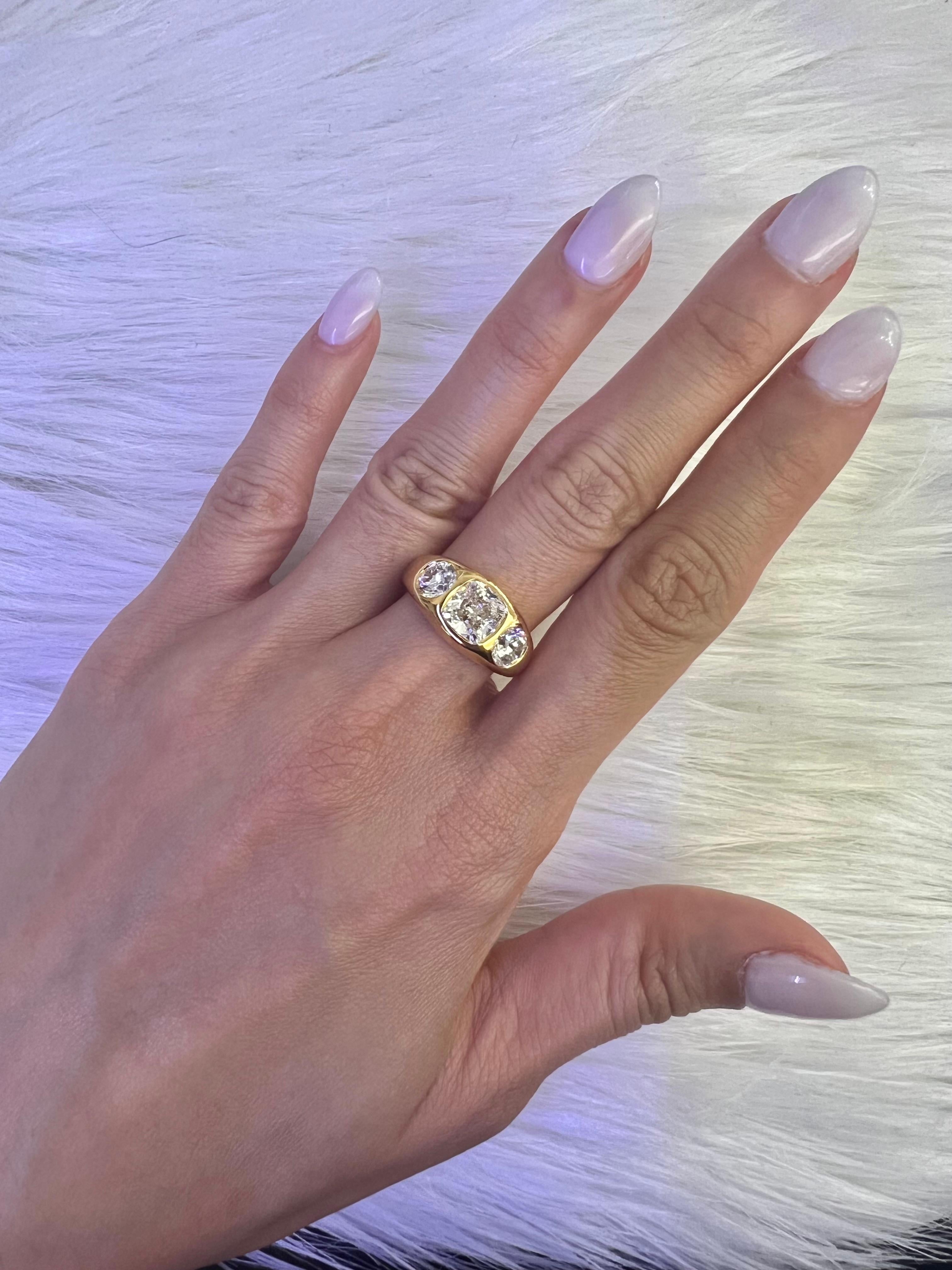 Women's or Men's Sophia D. 2.01 Carat Diamond Yellow Gold Ring For Sale
