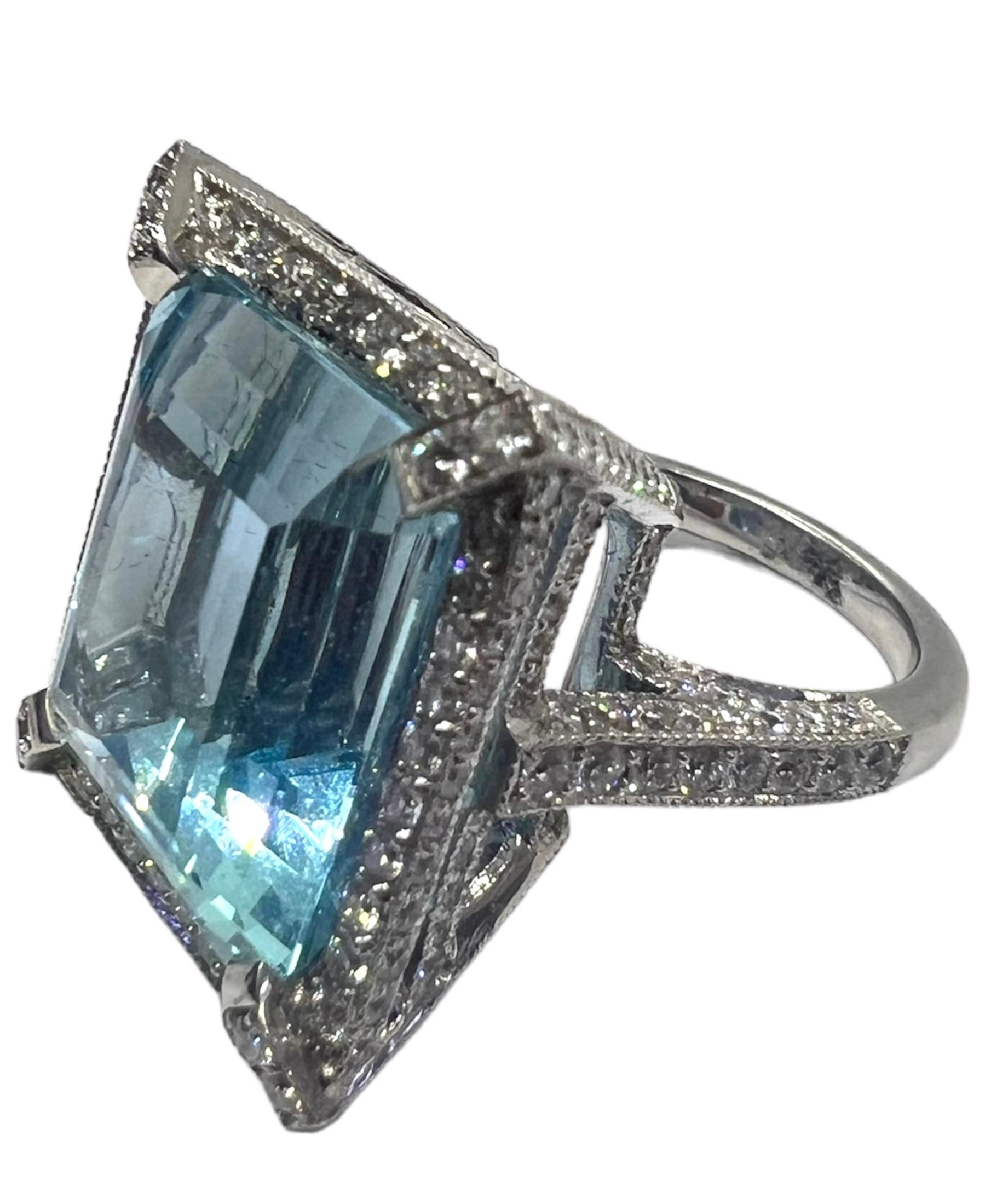 Art Deco Sophia D. 20.54 Carat Aquamarine Ring For Sale