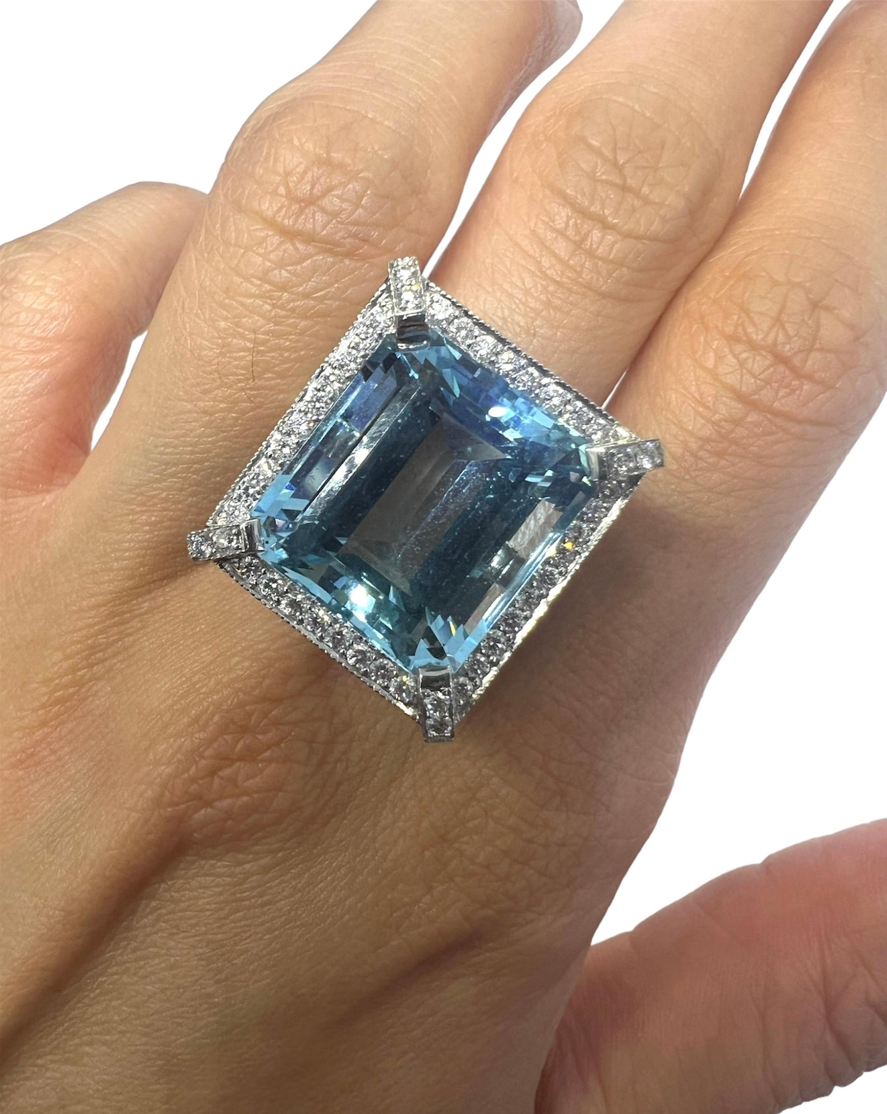 Sophia D. 20.54 Carat Aquamarine Ring In New Condition For Sale In New York, NY