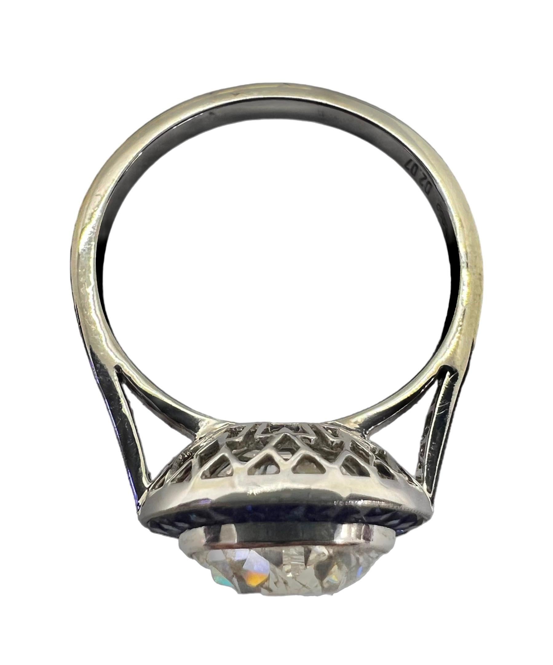 Women's or Men's Sophia D. 2.07 Carat Diamond and Blue Sapphire Art Deco Ring For Sale