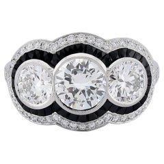 Sophia D. 2.11 Carat Three-Stone Diamond and Onyx Ring