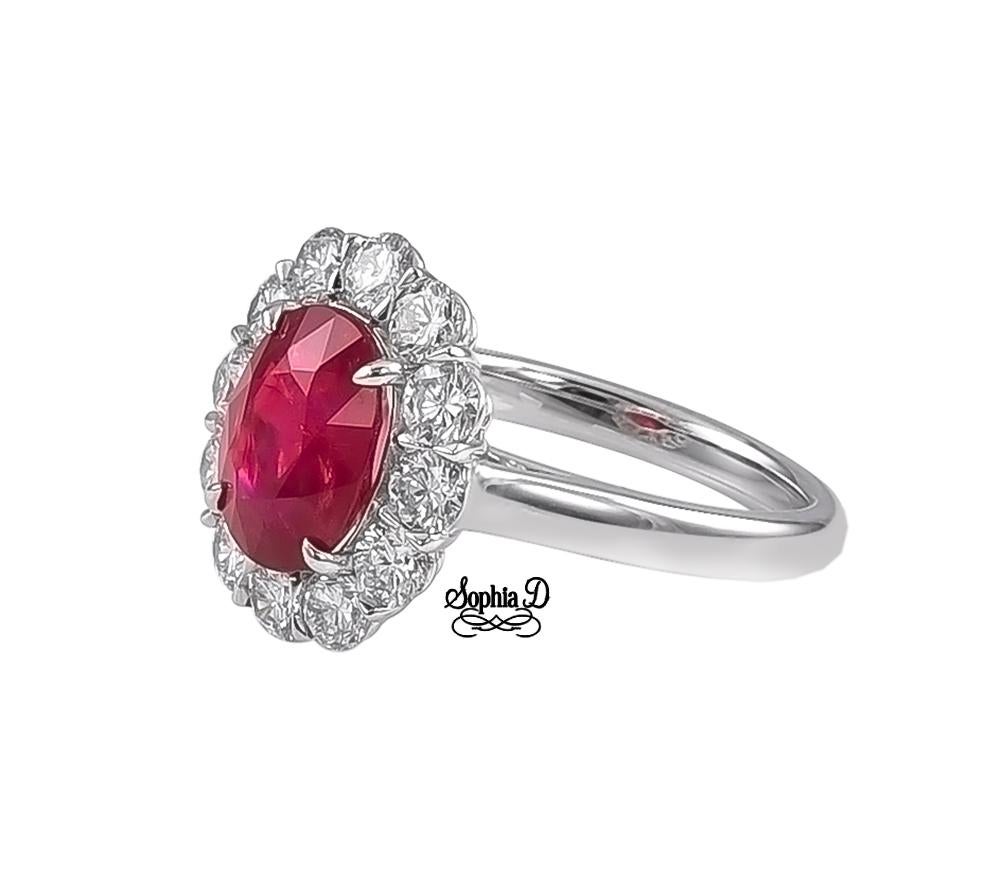 Sophia D 2,22 Karat Rubin und Diamant-Ring aus Platin (Art déco) im Angebot