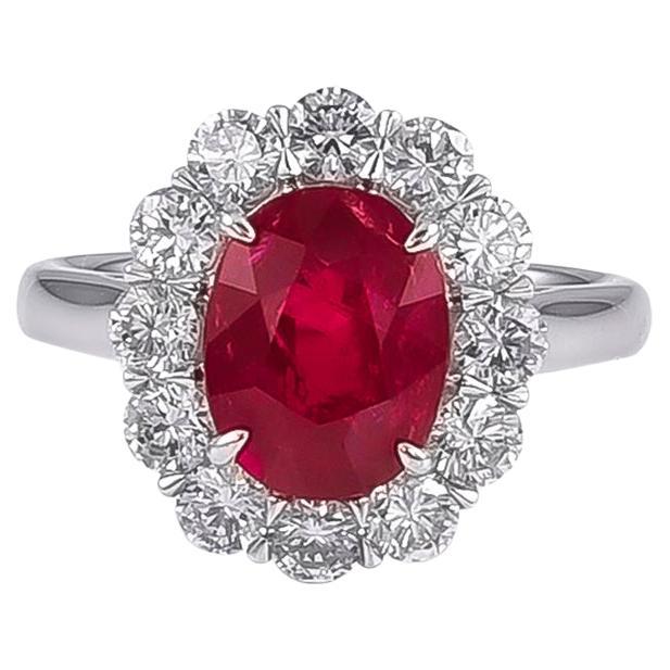 Sophia D 2.22 Carat Ruby and Diamond Ring Set in Platinum