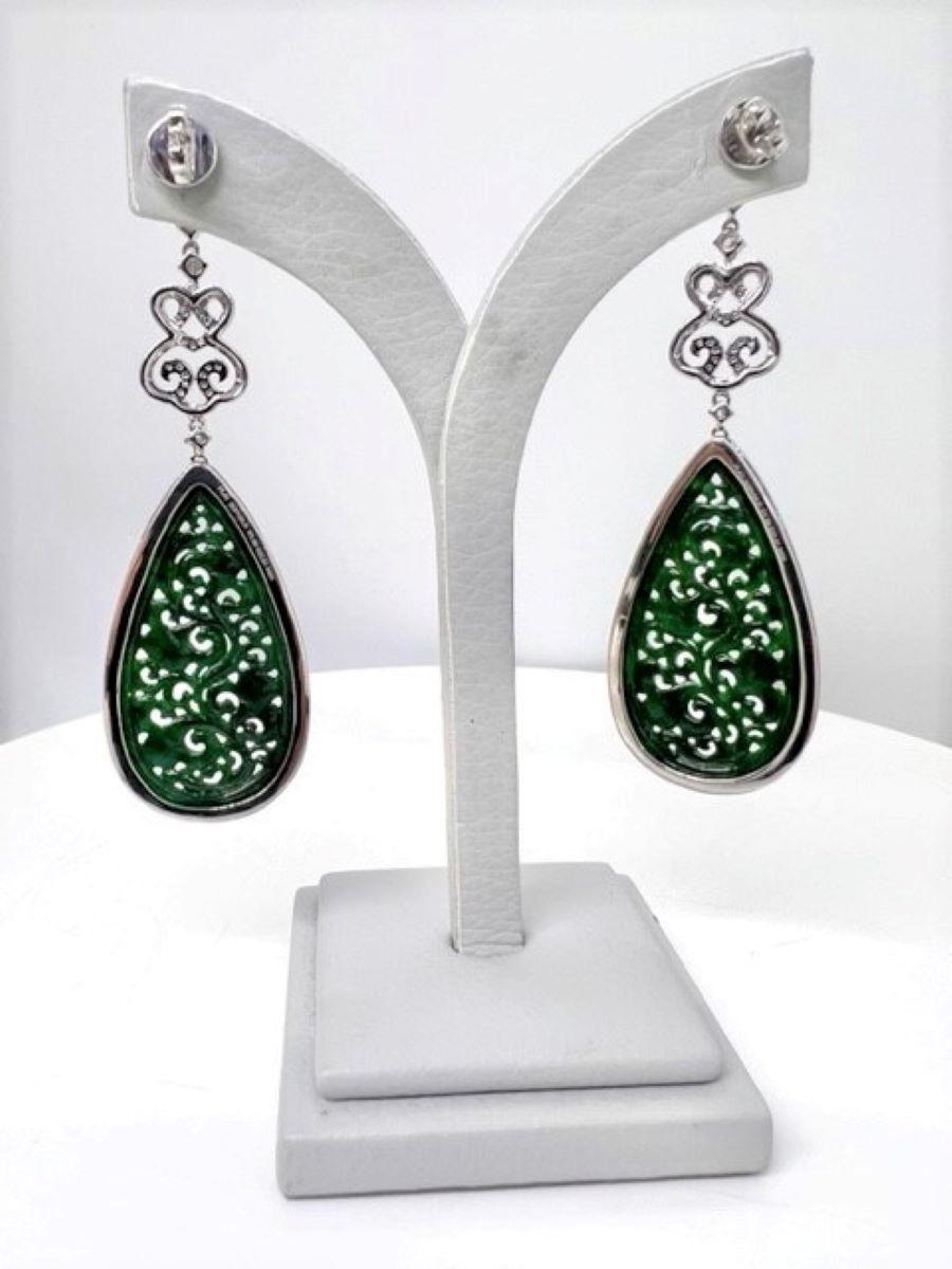 Sophia D. 22.51 Carat Jade and Diamond Earrings In New Condition For Sale In New York, NY