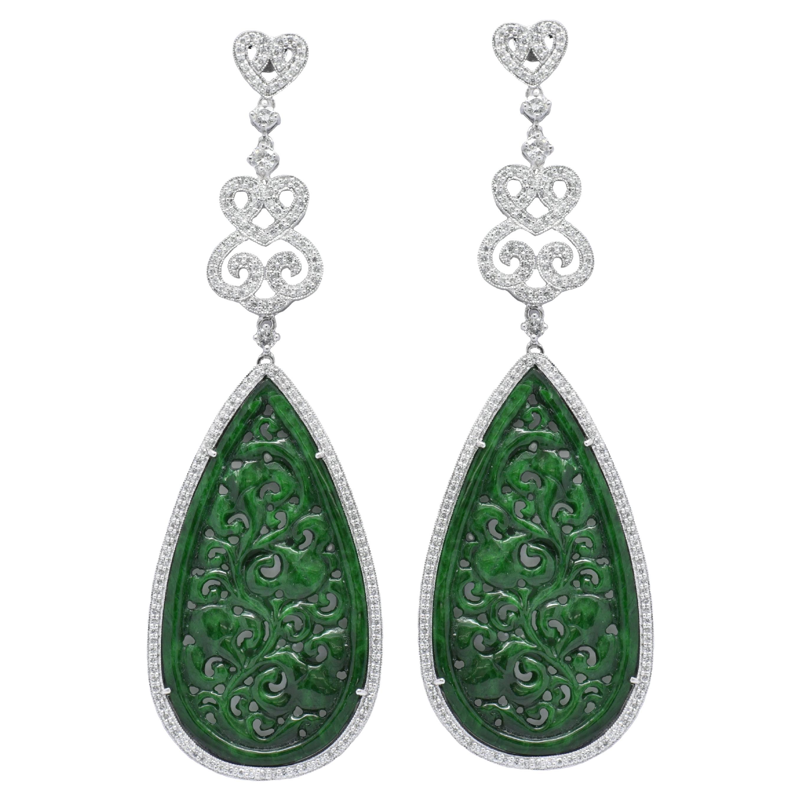 Sophia D. 22.51 Carat Jade and Diamond Earrings
