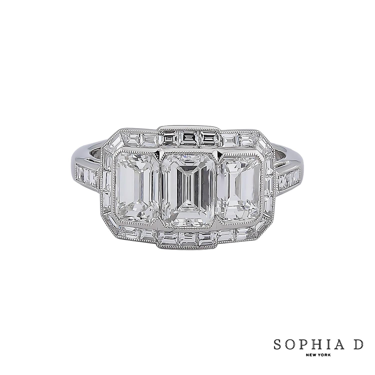 Bague Sophia D à trois pierres de 2,34 carats Neuf - En vente à New York, NY