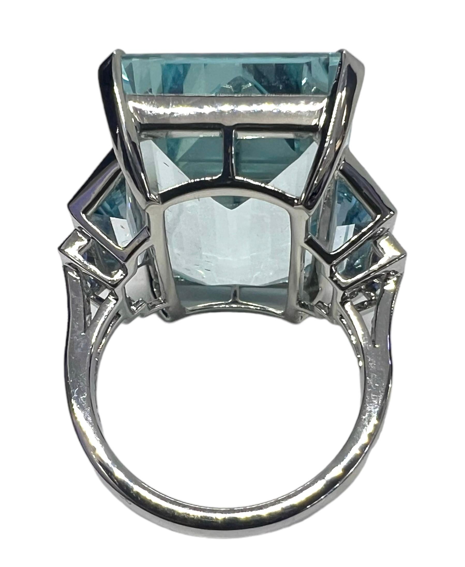 Art Deco Sophia D. 24.12 Carat Aquamarine Ring For Sale
