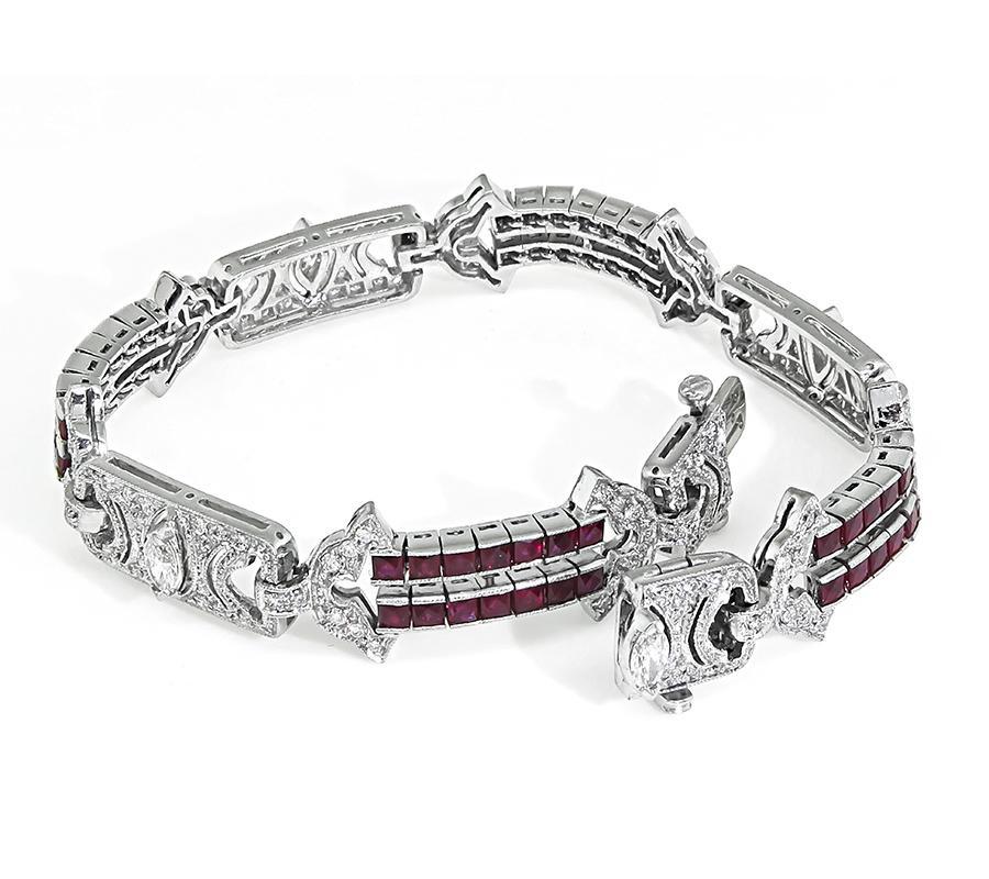 Sophia D 2.50ct Diamond 2.80ct Ruby Platinum Bracelet Bon état - En vente à New York, NY