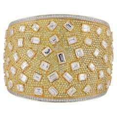 Sophia D, 25.74 Carat Emerald Cut Diamond Bangle in Yellow Gold