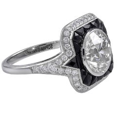 Sophia D. 2.60 Carat Diamond and Onyx Platinum Ring