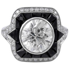Sophia D. 2.60 Carat Diamond and Onyx Platinum Ring