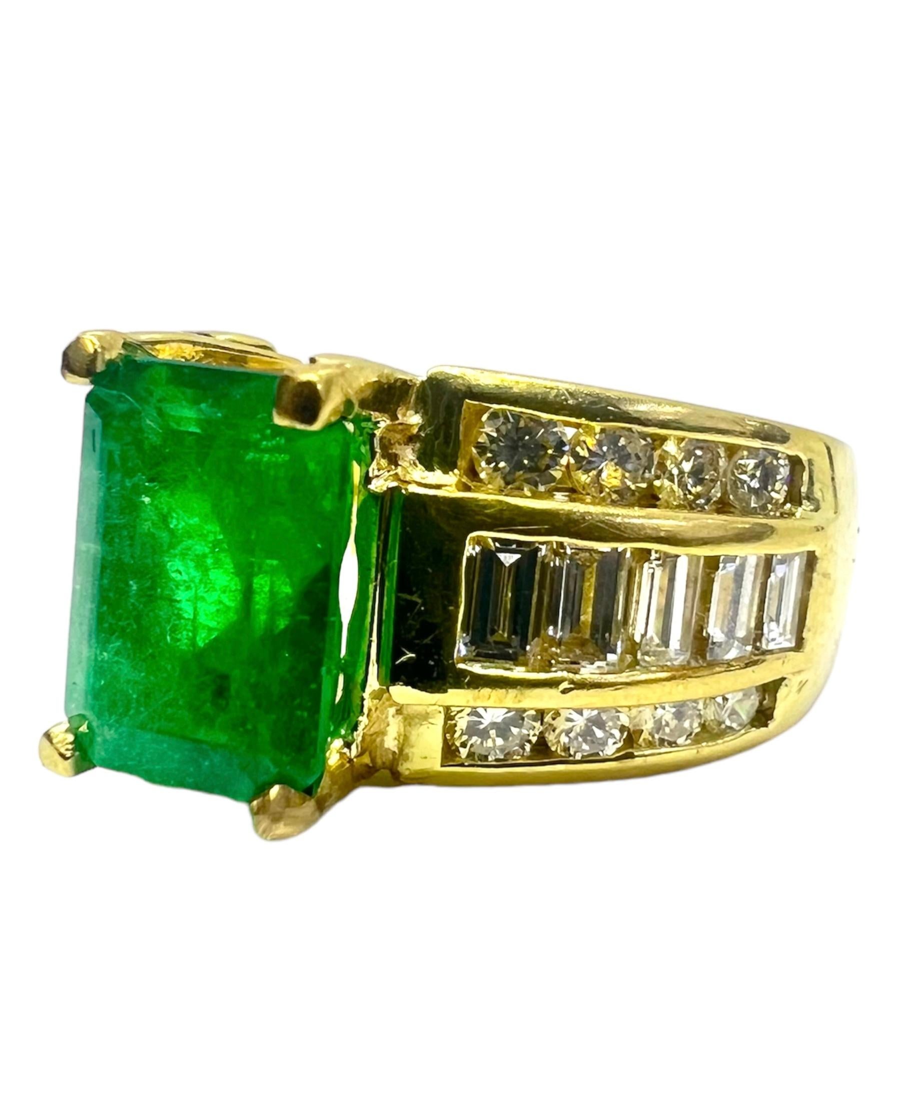 Yellow gold ring with 2.75 carat emerald center stone accented with diamonds.

Sophia D by Joseph Dardashti LTD has been known worldwide for 35 years and are inspired by classic Art Deco design that merges with modern manufacturing techniques.