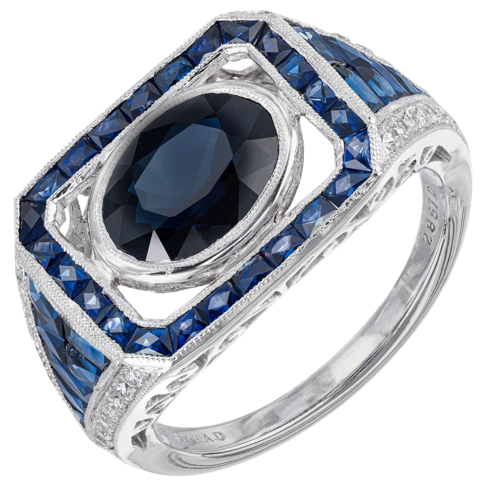 Sophia D 2.80 Carat Sapphire Diamond Platinum Engagement Ring For Sale