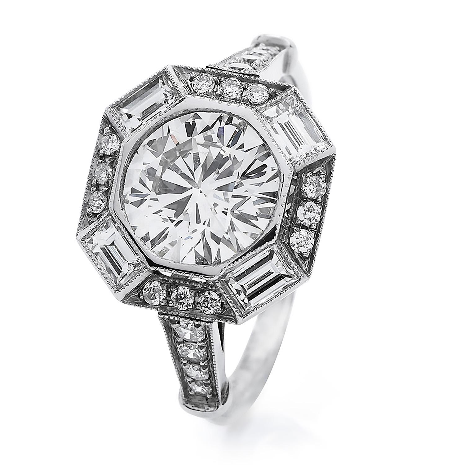 the sofia vintage round cut engagement ring