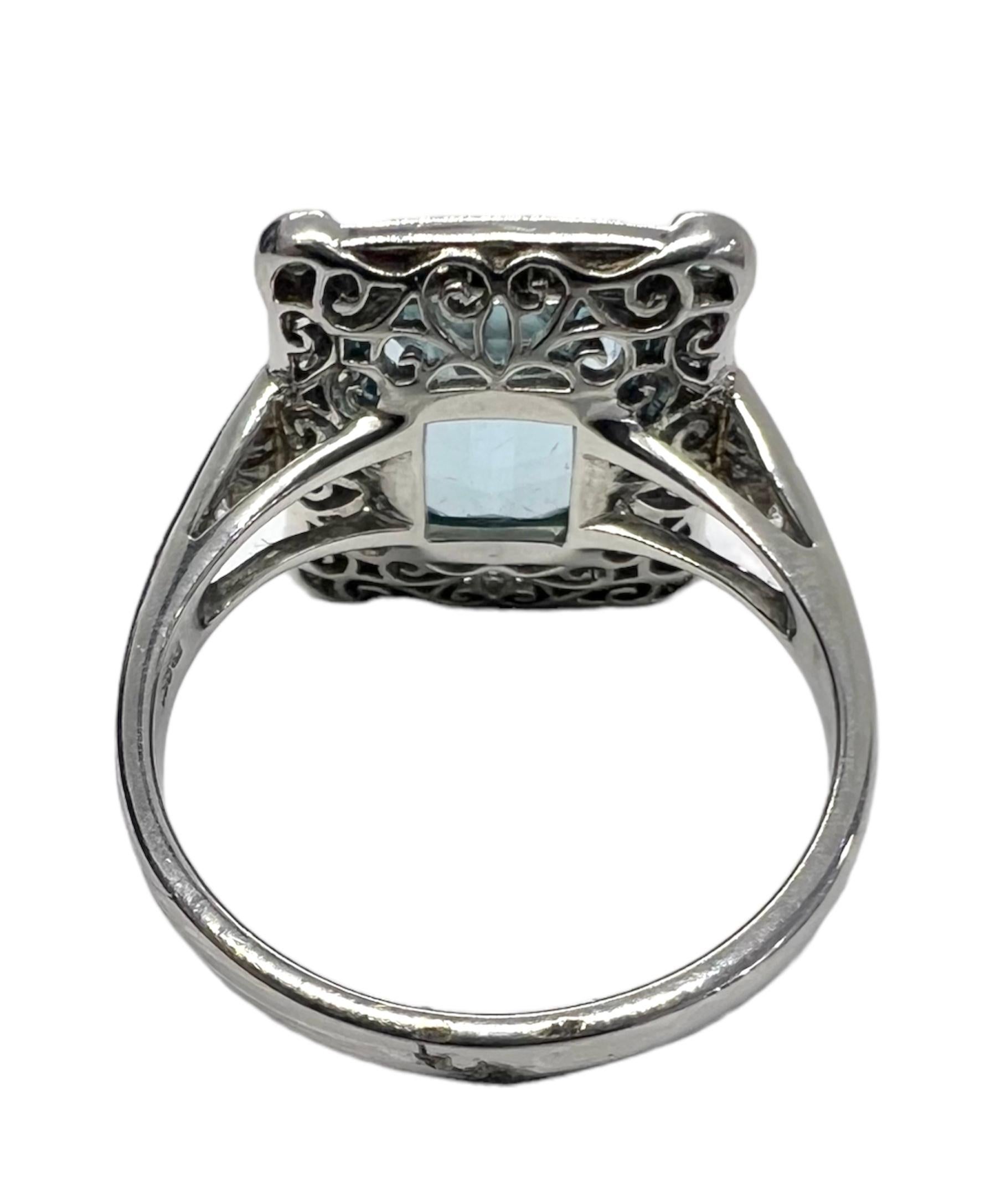 Art Deco Sophia D. 2.98 Carat Aquamarine Ring For Sale