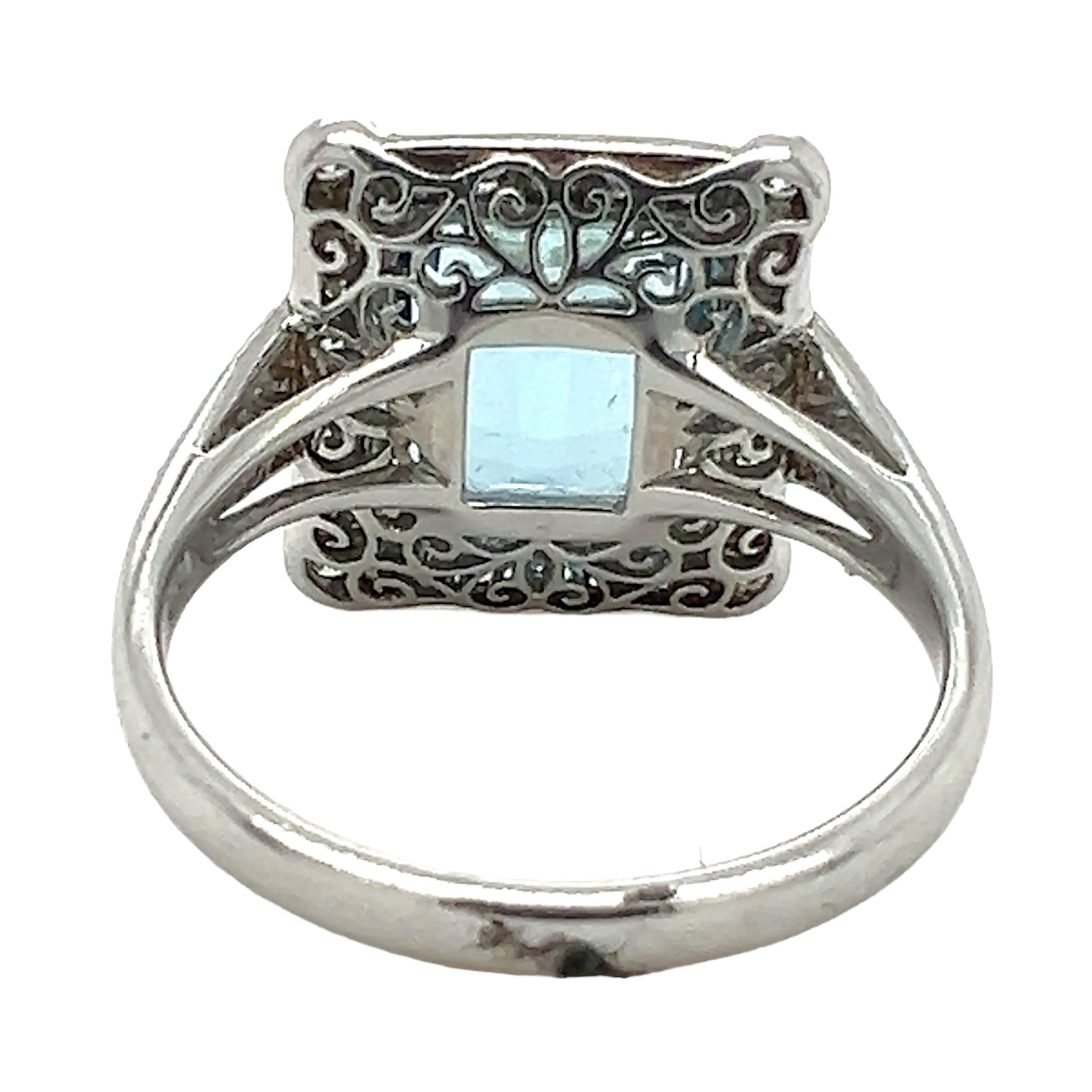 Art Deco Sophia D. 2.98 Carat Aquamarine Ring For Sale