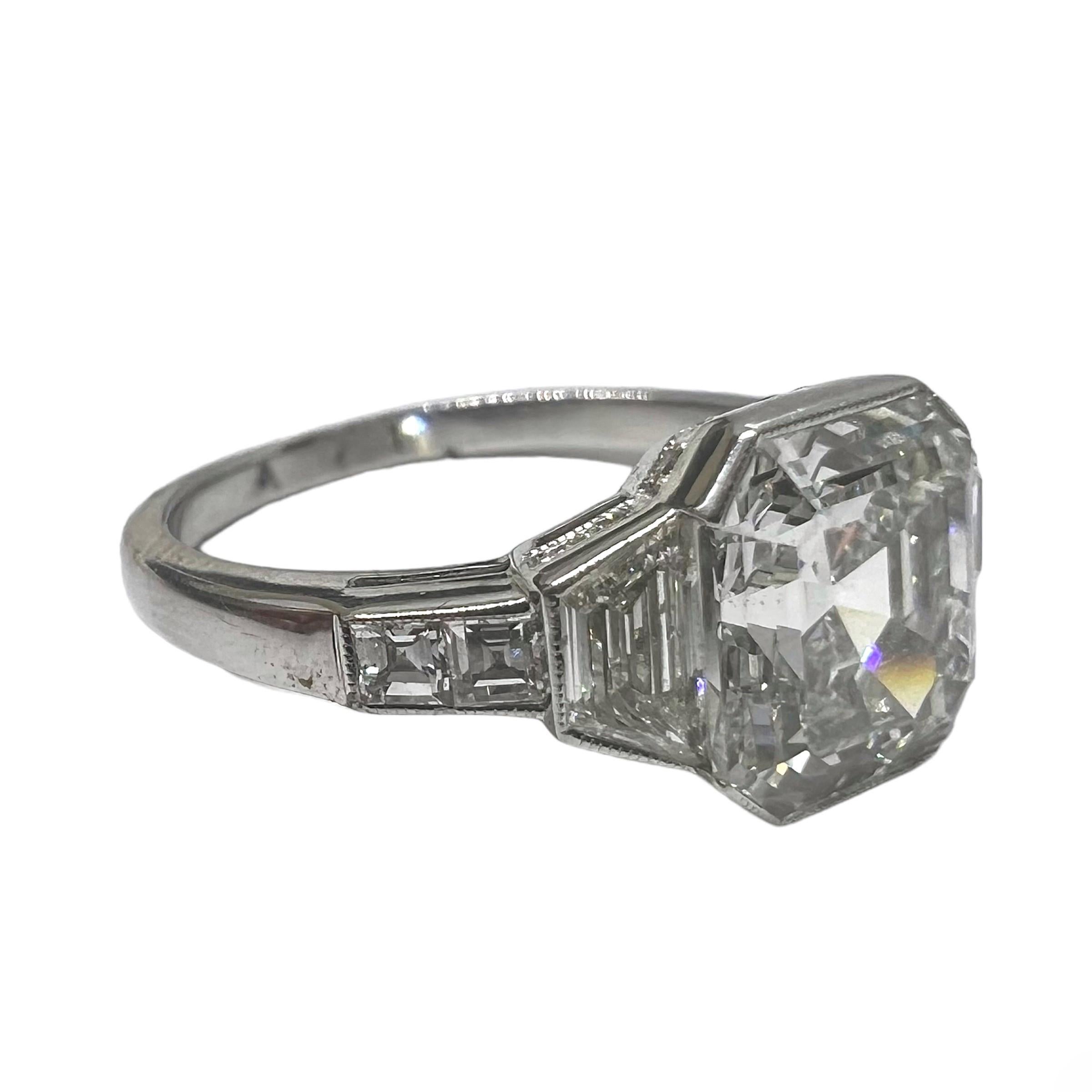 Asscher Cut Sophia D. 3.01 Carat Diamond Engagement Ring For Sale