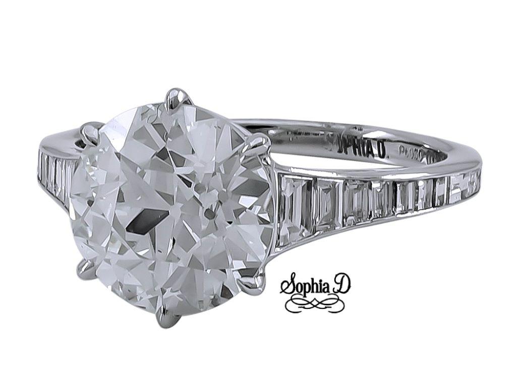 Round Cut Sophia D. 3.03 Carat Engagement Ring  For Sale
