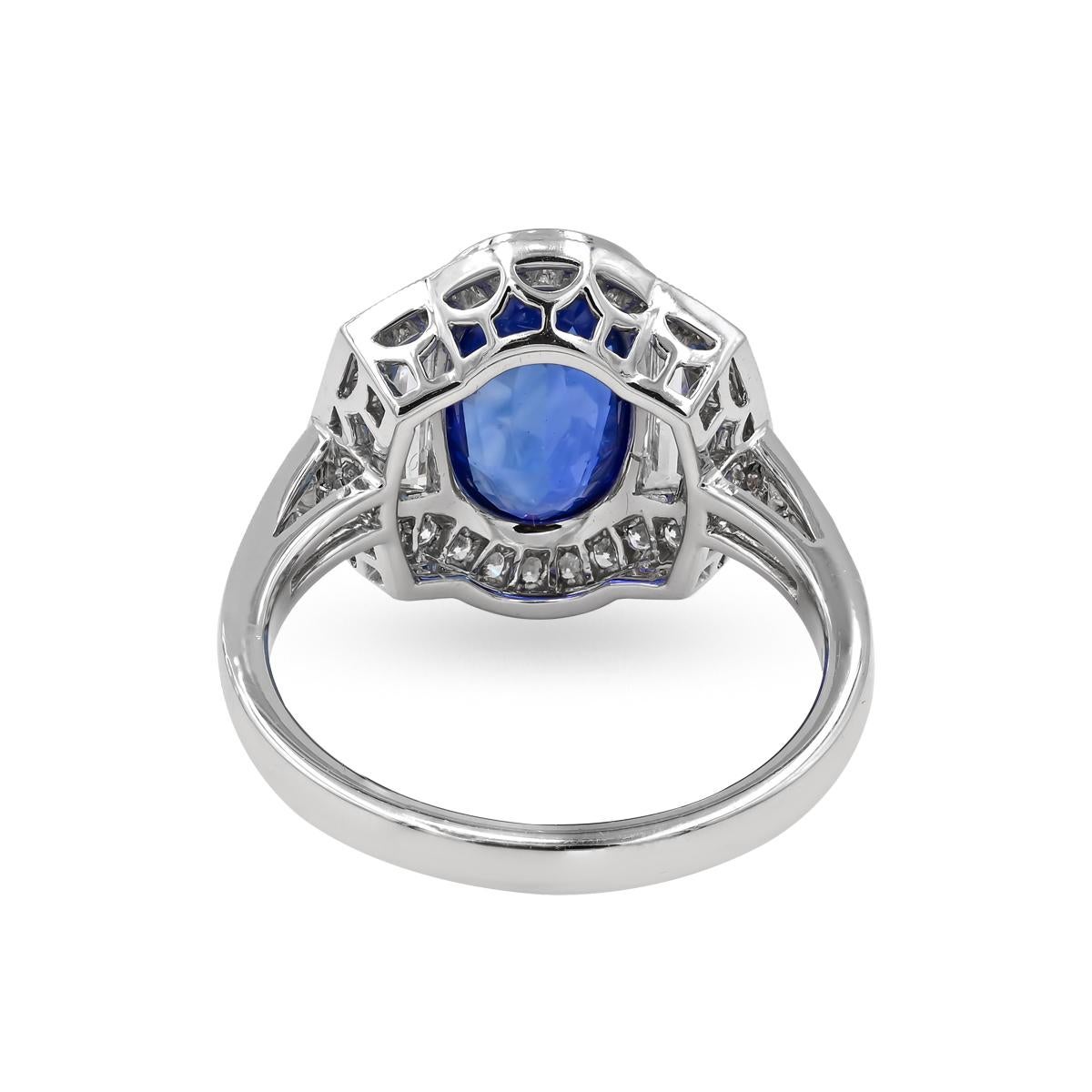 Oval Cut Sophia D. 3.04 Carat Blue Sapphire Ring For Sale