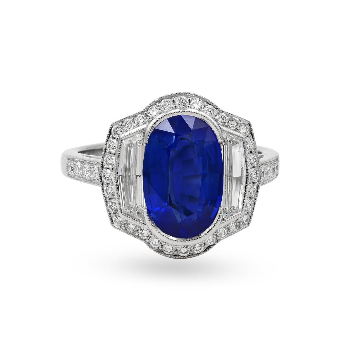 Sophia D. 3.04 Carat Blue Sapphire Ring In New Condition For Sale In New York, NY