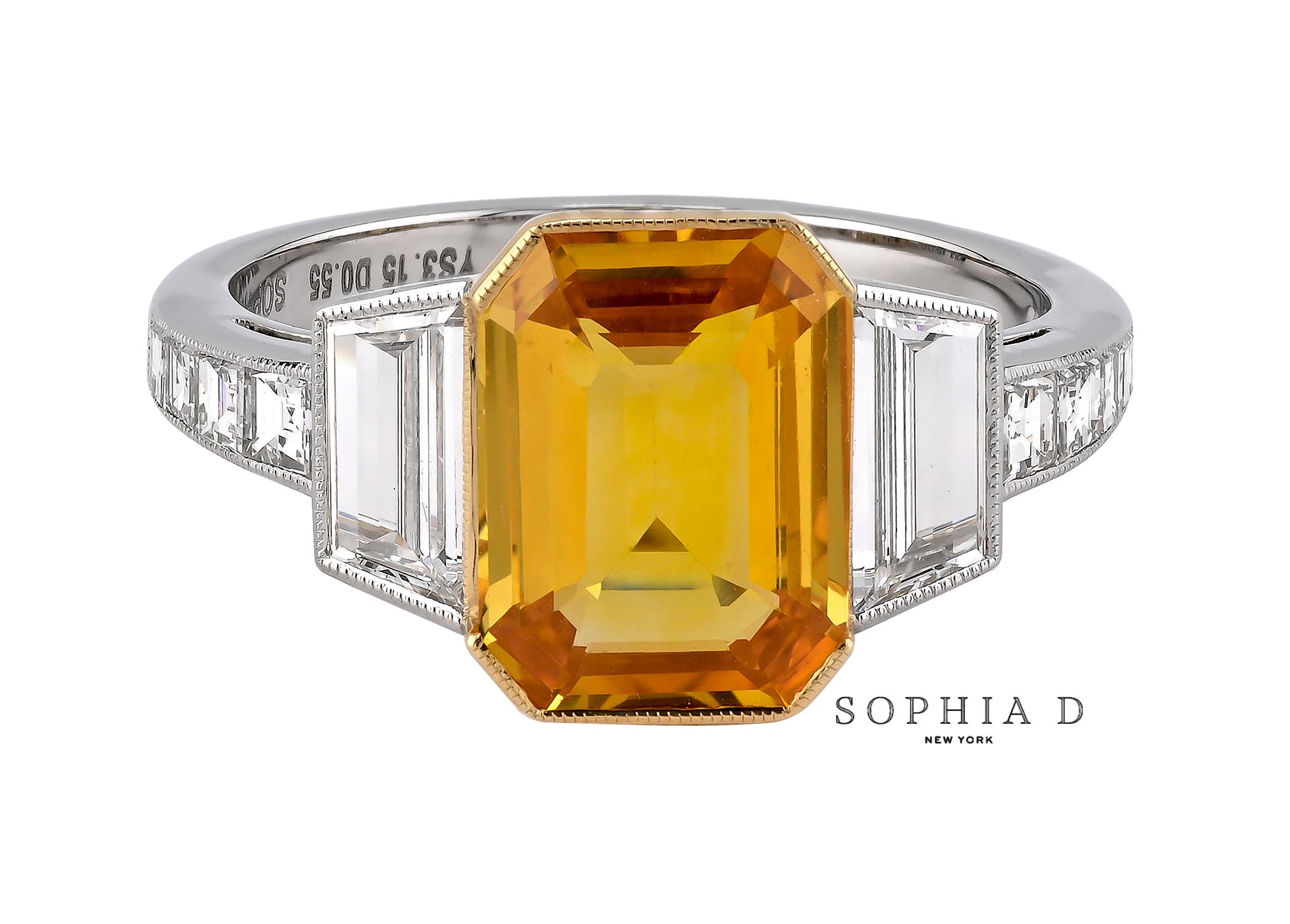 Sophia D. 3.08 Yellow Sapphire Ring In New Condition For Sale In New York, NY