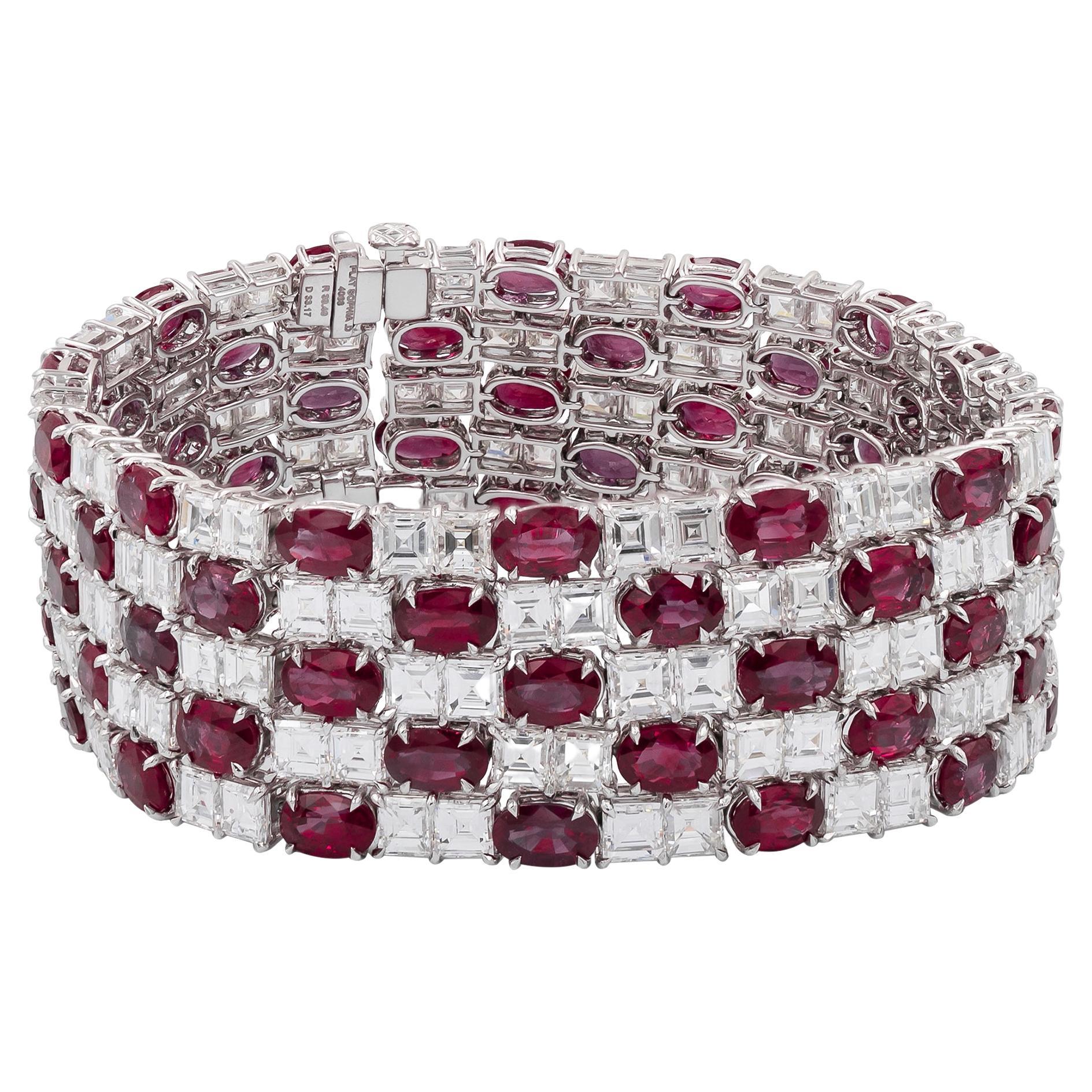 Sophia D. Bracelet en platine avec rubis et diamants de 39,49 carats
