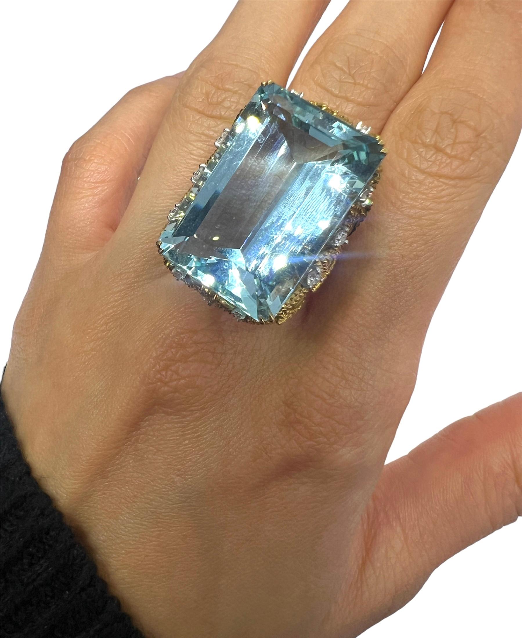 18K yellow gold ring with 42.59 carat aquamarine and 0.64 carat diamonds.

Sophia D by Joseph Dardashti LTD has been known worldwide for 35 years and are inspired by classic Art Deco design that merges with modern manufacturing techniques.