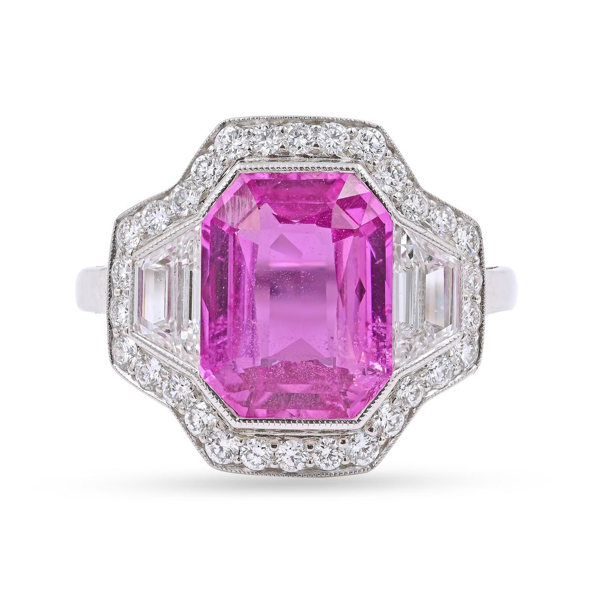 Sophia D. 4.28 Carat Madagascar Pink Sapphire Ring In New Condition For Sale In New York, NY