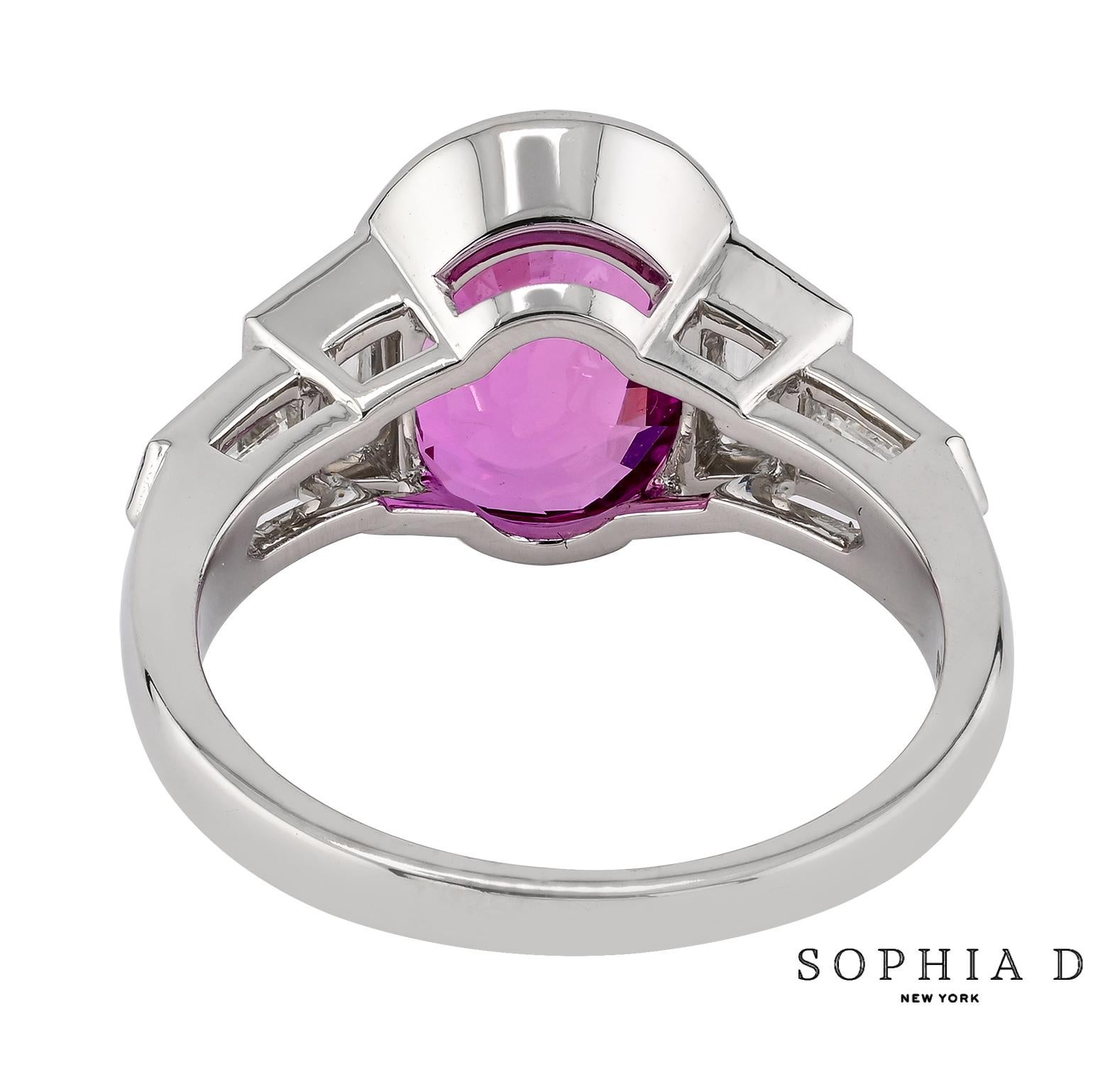 Oval Cut Sophia D. 4.81 Carat Pink Sapphire Ring For Sale