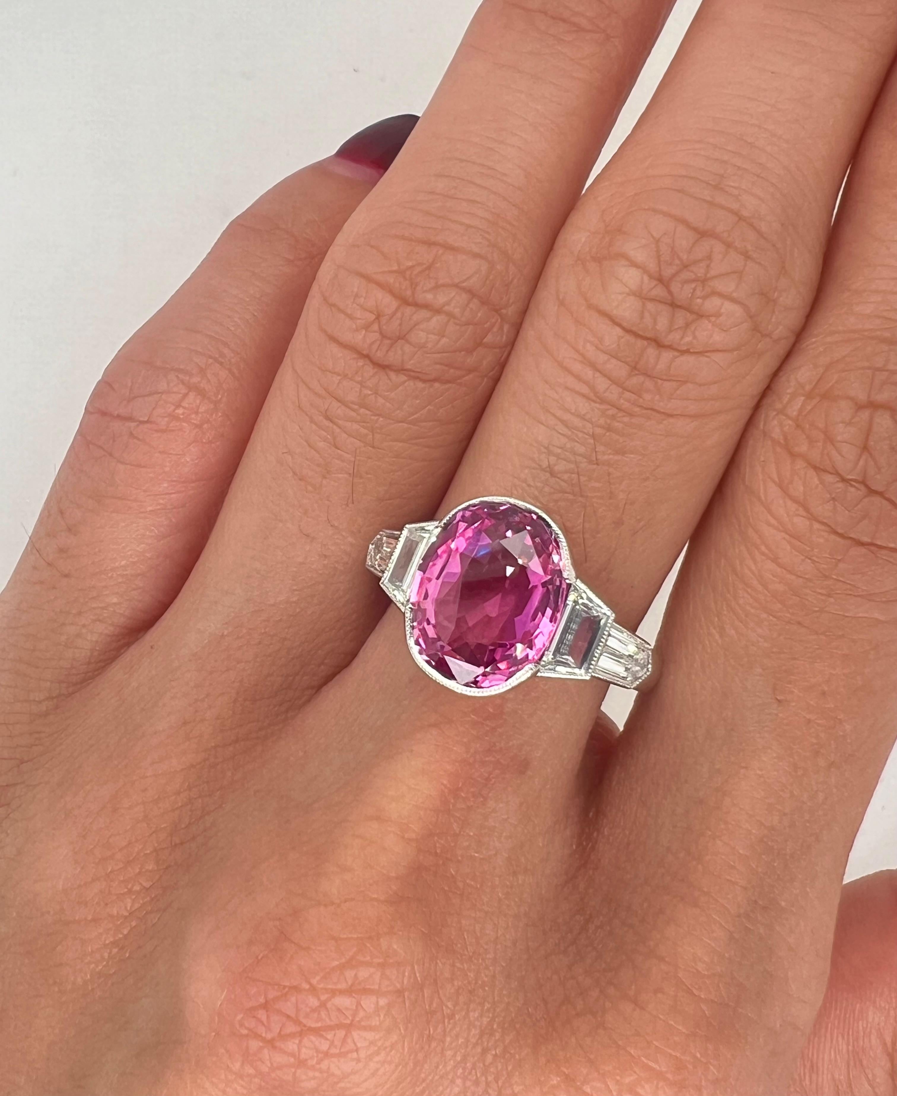Women's or Men's Sophia D. 4.81 Carat Pink Sapphire Ring For Sale