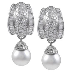 Sophia D. 5.95 Carat Diamond and Pearl Earrings