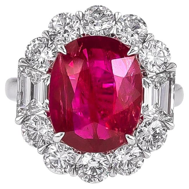 Sophia D. 6.06 Carat Ruby and Diamond Platinum Ring For Sale