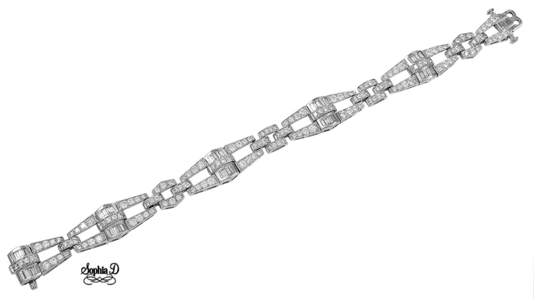 Art Deco Sophia D. 6.18 Carat Diamond Bracelet in Platinum Setting For Sale