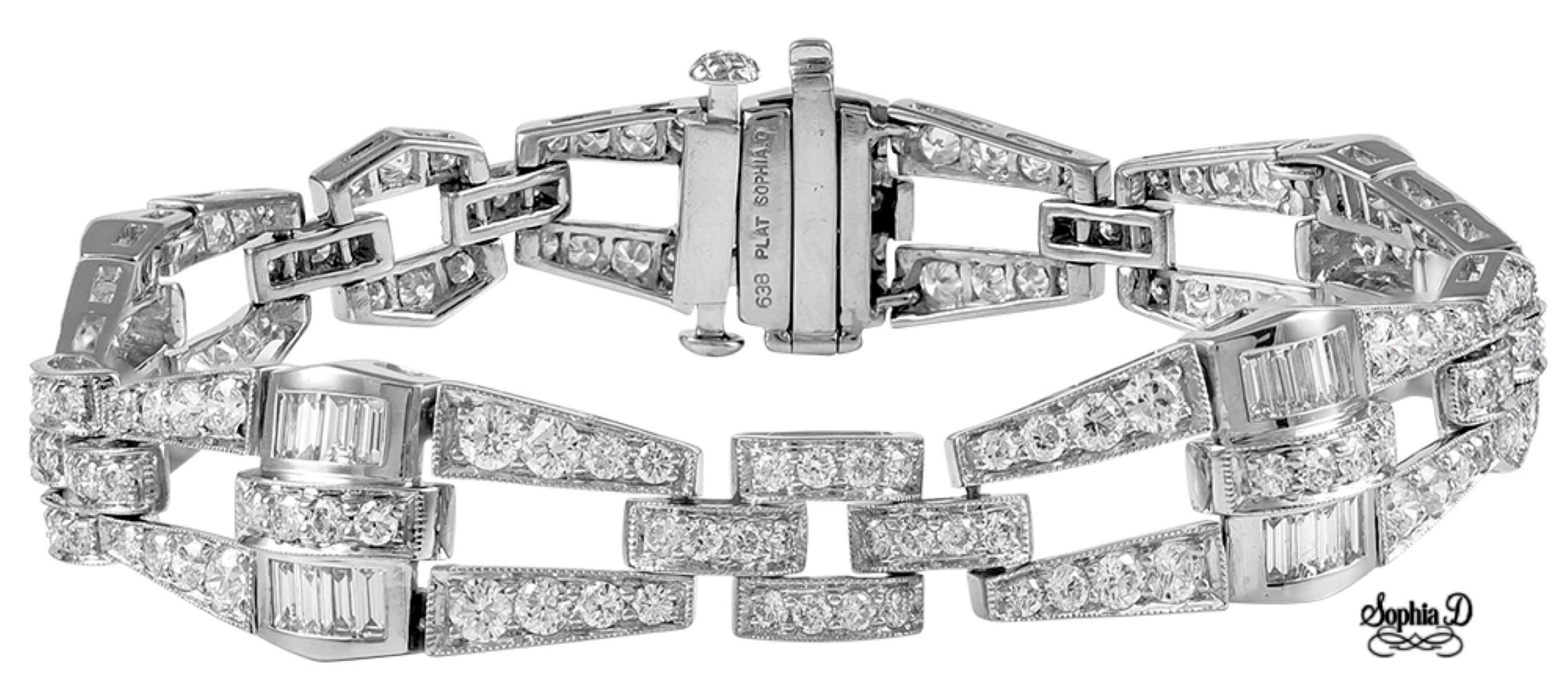 Round Cut Sophia D. 6.18 Carat Diamond Bracelet in Platinum Setting For Sale