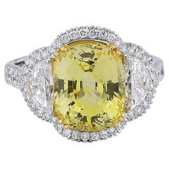 Sophia D 6.48 Carat Yellow Sapphire and Diamond Ring
