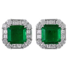 Sophia D. 7.46 Carat Emerald and Diamond Earrings
