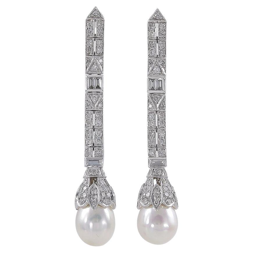 Sophia D. 7.53 Carat Diamond and Pearl Drop Earrings