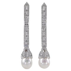 Sophia D. 7.53 Carat Diamond and Pearl Drop Earrings