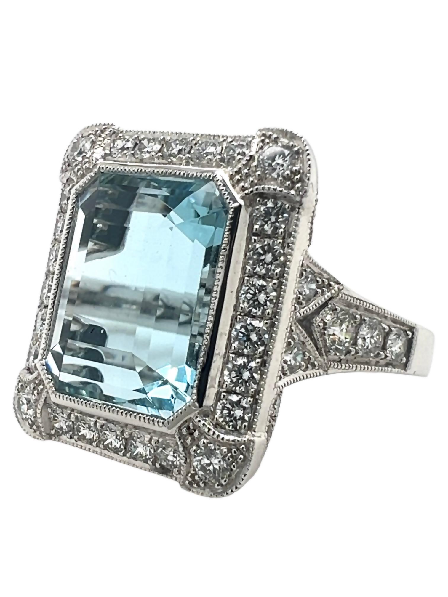 Art Deco Sophia D. 7.70 Carat Aquamarine Ring For Sale