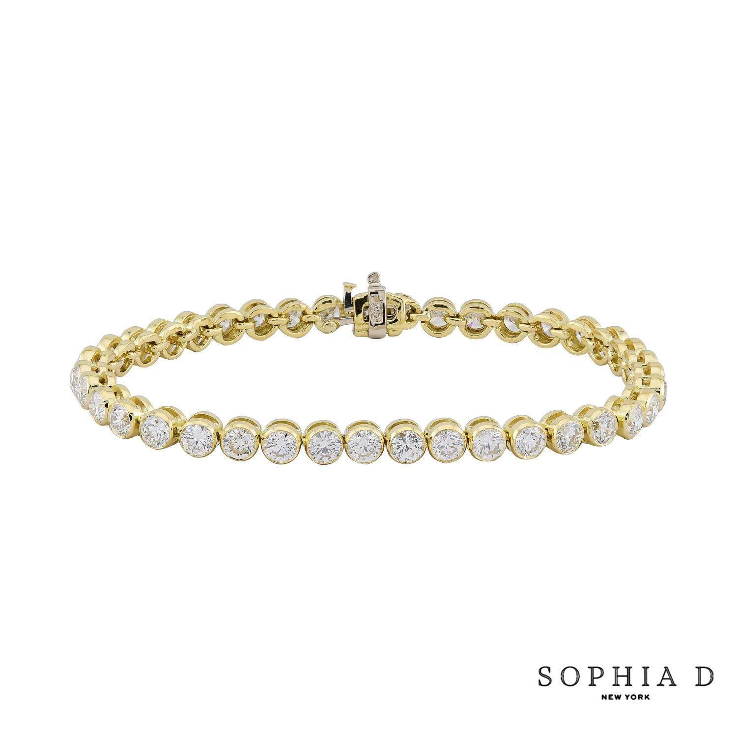 da uomo o donna Bracciale tennis in oro giallo Sophia D 8,03 carati in vendita