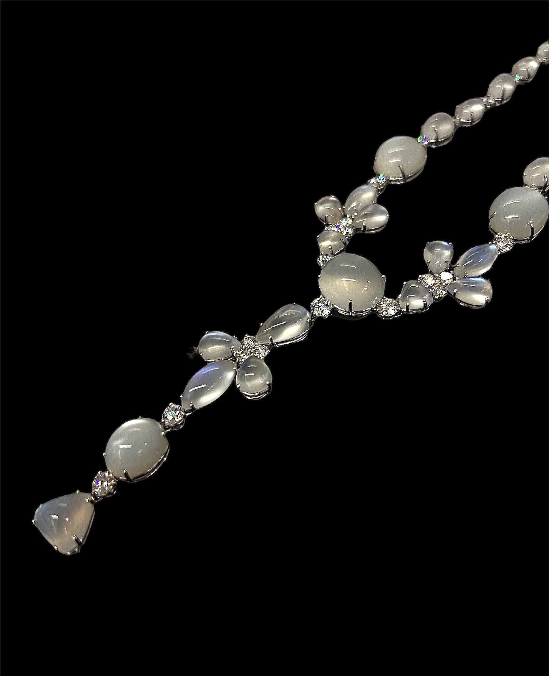 Sophia D. necklace set in platinum with 86.32 carats moonstone. 

Sophia D by Joseph Dardashti LTD has been known worldwide for 35 years and are inspired by classic Art Deco design that merges with modern manufacturing techniques.