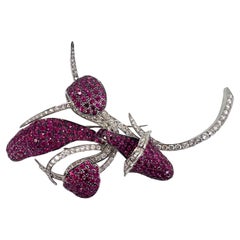 Sophia D. 8.86 Carat Pink Sapphire and Diamond Platinum Brooch