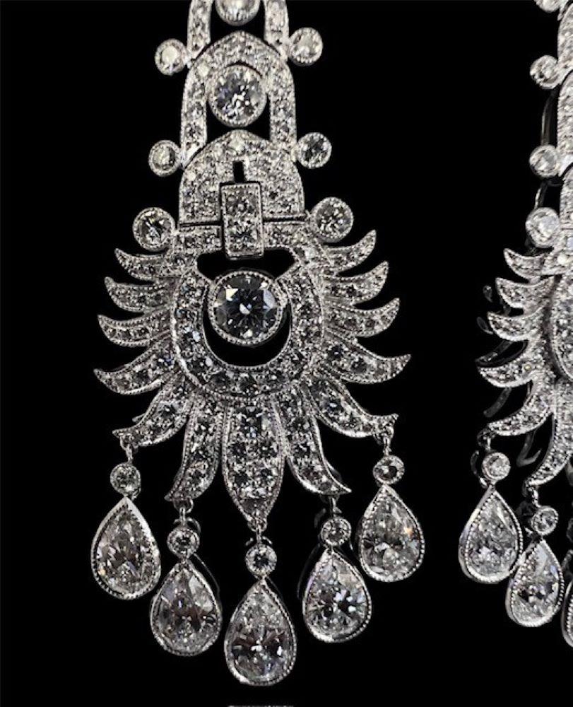 Pear Cut Sophia D. All Diamond Earrings in Platinum For Sale