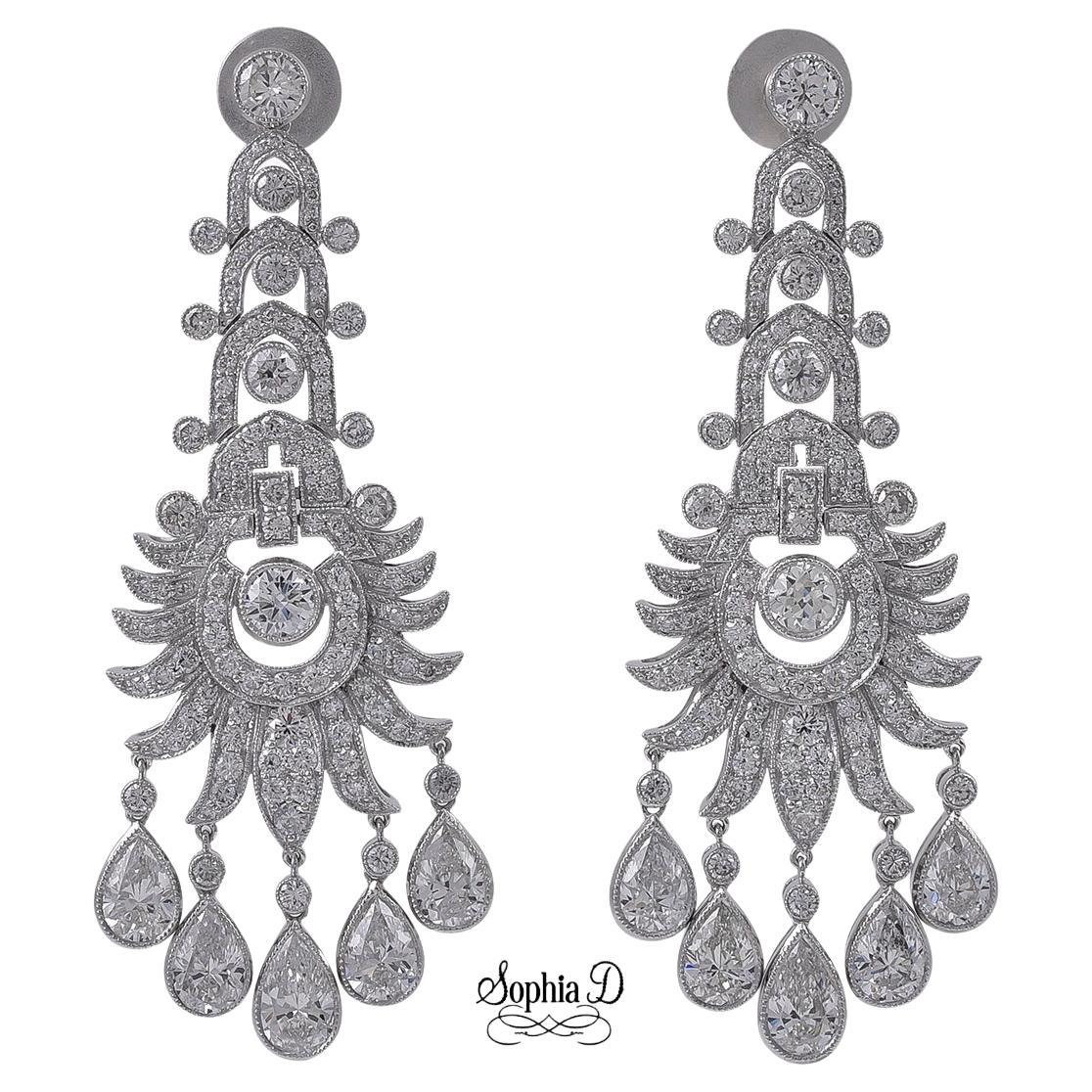 Sophia D. All Diamond Earrings in Platinum For Sale