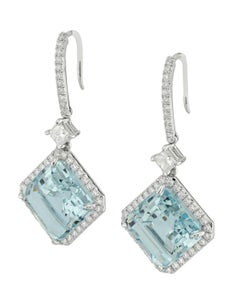 Sophia D Aquamarine Diamond Drop Earrings Platinum