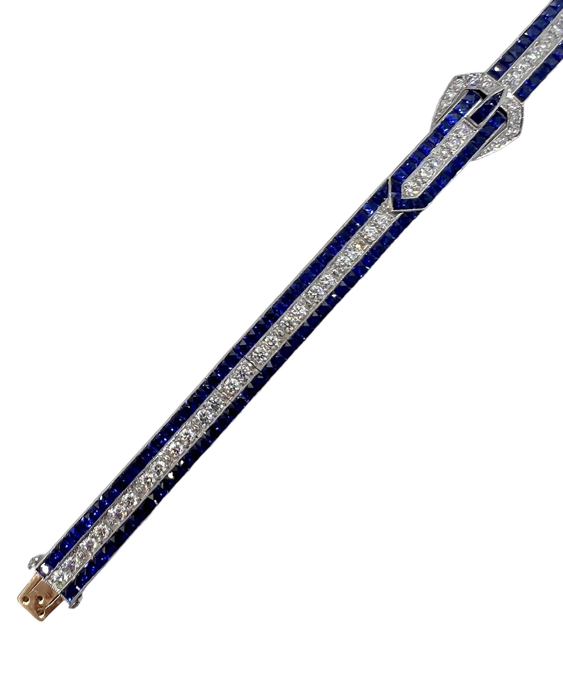 Sophia D. Platinarmband mit blauem Saphir von 15,60 Karat und Diamant von 2,65 Karat.

Sophia D von Joseph Dardashti LTD ist seit 35 Jahren weltweit bekannt und lässt sich vom klassischen Art-Déco-Design inspirieren, das mit modernen