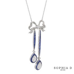 Sophia D Art Deco Bow Necklace in Platinum