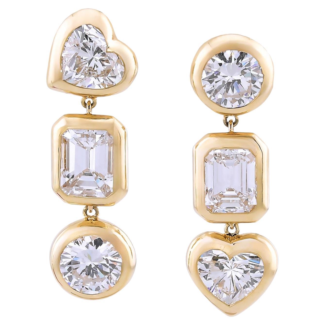 Pendants d
oreilles en or jaune 18 carats avec diamants Sophia D Art